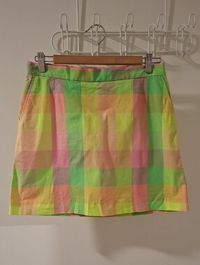 Pink & Green Preppy Plaid Golf/Tennis Mini Skort Liz Claiborne (Size US 6)